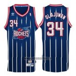 Maillot Houston Rockets Hakeem Olajuwon No 34 Retro Bleu