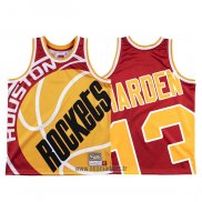 Maillot Houston Rockets James Harden NO 13 Mitchell & Ness Big Face Rouge