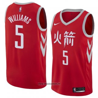 Maillot Houston Rockets Troy Williams No 5 Ville 2018 Rouge