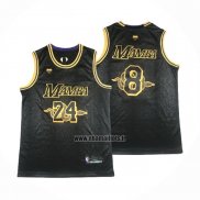 Maillot Los Angeles Lakers Kobe Bryant NO 24 8 Black Mamba Noir