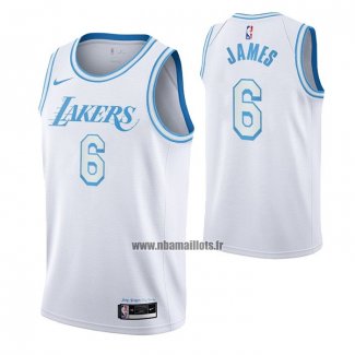 Maillot Los Angeles Lakers LeBron James NO 6 Ville 2021-22 Blanc