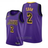 Maillot Los Angeles Lakers Quinn Cook No 2 Ville Volet