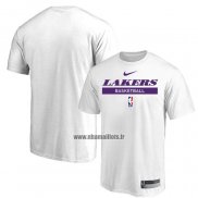 Maillot Manche Courte Los Angeles Lakers Practice Performance 2022-23 Blanc
