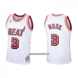 Maillot Miami Heat Dwyane Wade NO 3 Hardwood Classics Blanc