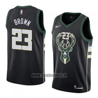 Maillot Milwaukee Bucks Sterling Brown No 23 Statement 2018 Noir