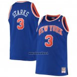 Maillot New York Knicks John Starks NO 3 Mitchell & Ness Hardwood Classics Bleu