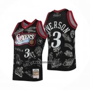 Maillot Philadelphia 76ers Allen Iverson NO 3 Mitchell & Ness 1997-98 Tattoo Noir