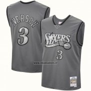 Maillot Philadelphia 76ers Allen Iverson NO 3 Mitchell & Ness 2000-01 Gris