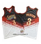 Maillot Philadelphia 76ers Allen Iverson No 3 Mitchell & Ness Noir Rouge