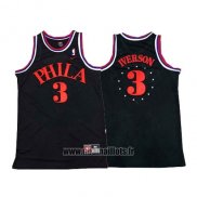 Maillot Philadelphia 76ers Allen Iverson No 3 Retro 1964 Noir