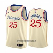 Maillot Philadelphia 76ers Ben Simmons No 25 Ville 2019-20 Cream