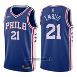 Maillot Philadelphia 76ers Joel Embiid No 21 2017-18 Bleu