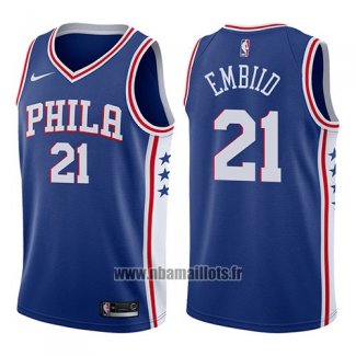 Maillot Philadelphia 76ers Joel Embiid No 21 2017-18 Bleu