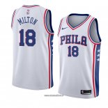 Maillot Philadelphia 76ers Shake Milton No 18 Association 2017-18 Blanc