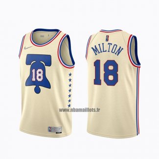 Maillot Philadelphia 76ers Shake Milton No 18 Earned 2020-21 Crema