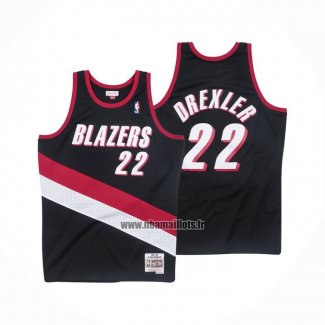 Maillot Portland Trail Blazers Clyde Drexler NO 22 Mitchell & Ness 1991-92 Noir