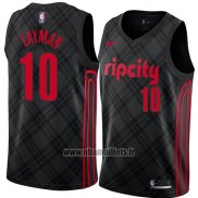 Maillot Portland Trail Blazers Jake Layman No 10 Ville 2018 Noir