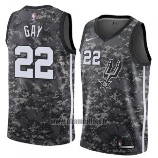 Maillot San Antonio Spurs Rudy Gay No 22 Ville 2018 Gris