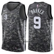 Maillot San Antonio Spurs Tony Parker No 9 Ville 2017-18 Gris