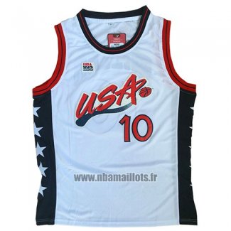 Maillot USA 1996 Reggie Miller No 10 Blanc