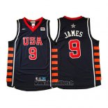 Maillot USA 2004 Lebron James No 9 Bleu