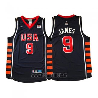 Maillot USA 2004 Lebron James No 9 Bleu