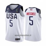 Maillot USA Donovan Mitchell No 5 2019 FIBA Basketball World Cup Blanc