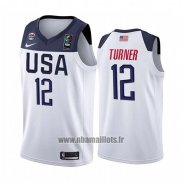 Maillot USA Myles Turner No 12 2019 FIBA Basketball World Cup Blanc