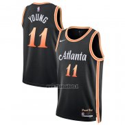 Maillot Atlanta Hawks Trae Young NO 11 Ville 2022-23 Noir