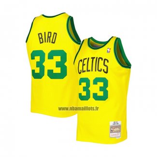 Maillot Boston Celtics Larry Bird NO 33 Mitchell & Ness 1985-86 Jaune