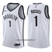 Maillot Brooklyn Nets D'angelo Russell No 1 Association 2017-18 Blanc