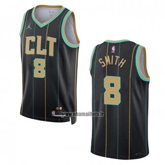 Maillot Charlotte Hornets Dennis Smith NO 8 Ville 2022-23 Noir