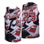 Maillot Chicago Bulls Michael Jordan NO 23 Blanc Noir Rouge