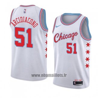 Maillot Chicago Bulls Ryan Arcidiacono No 51 Ville 2018 Blanc Rouge