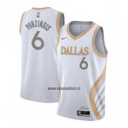 Maillot Dallas Mavericks Kristaps Porzingis No 6 Ville 2020-21 Blanc