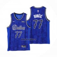 Maillot Dallas Mavericks Luka Doncic NO 77 Fashion Royalty Bleu