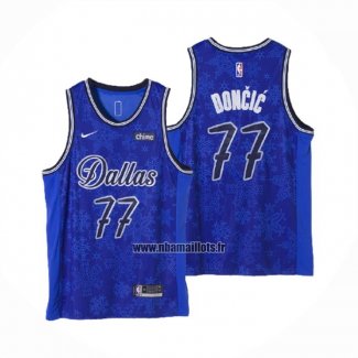 Maillot Dallas Mavericks Luka Doncic NO 77 Fashion Royalty Bleu