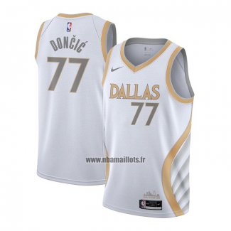Maillot Dallas Mavericks Luka Doncic No 77 Ville 2020-21 Blanc