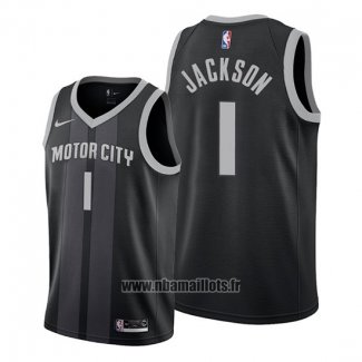 Maillot Detroit Pistons Reggie Jackson No 1 Ville Edition Noir