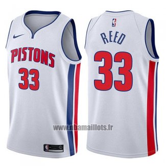 Maillot Detroit Pistons Willie Reed No 33 Association 2017-18 Blanc