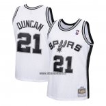 Maillot Enfant San Antonio Spurs Tim Duncan NO 21 Mitchell & Ness 1998-99 Blanc
