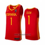 Maillot Espagne Quino Colom No 1 2019 FIBA Baketball World Cup Rouge