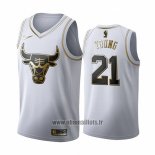 Maillot Golden Edition Chicago Bulls Thaddeus Young No 21 2019-20 Blanc