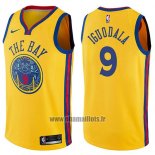 Maillot Golden State Warriors Andre Iguodala No 9 Chinese Heritage Ville 2017-18 Jaune