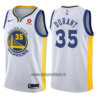 Maillot Golden State Warriors Kevin Durant No 35 2017-18 Blanc