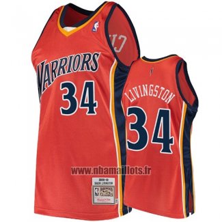 Maillot Golden State Warriors Shaun Livingston No 34 2009-10 Hardwood Classics Orange