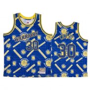 Maillot Golden State Warriors Stephen Curry No 30 Hardwood Classics Tear Up Pack Bleu