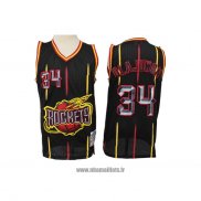 Maillot Houston Rockets Hakeem Olajuwon No 34 Noir