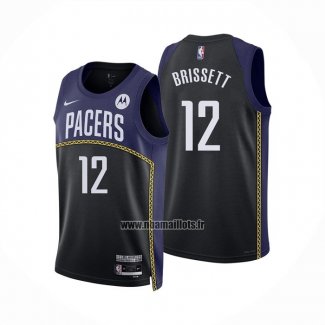 Maillot Indiana Pacers Oshae Brissett NO 12 Ville 2022-23 Bleu