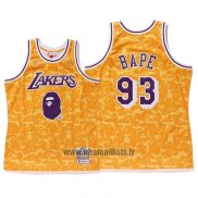Maillot Los Angeles Lakers Bape No 93 Mitchell & Ness Jaune